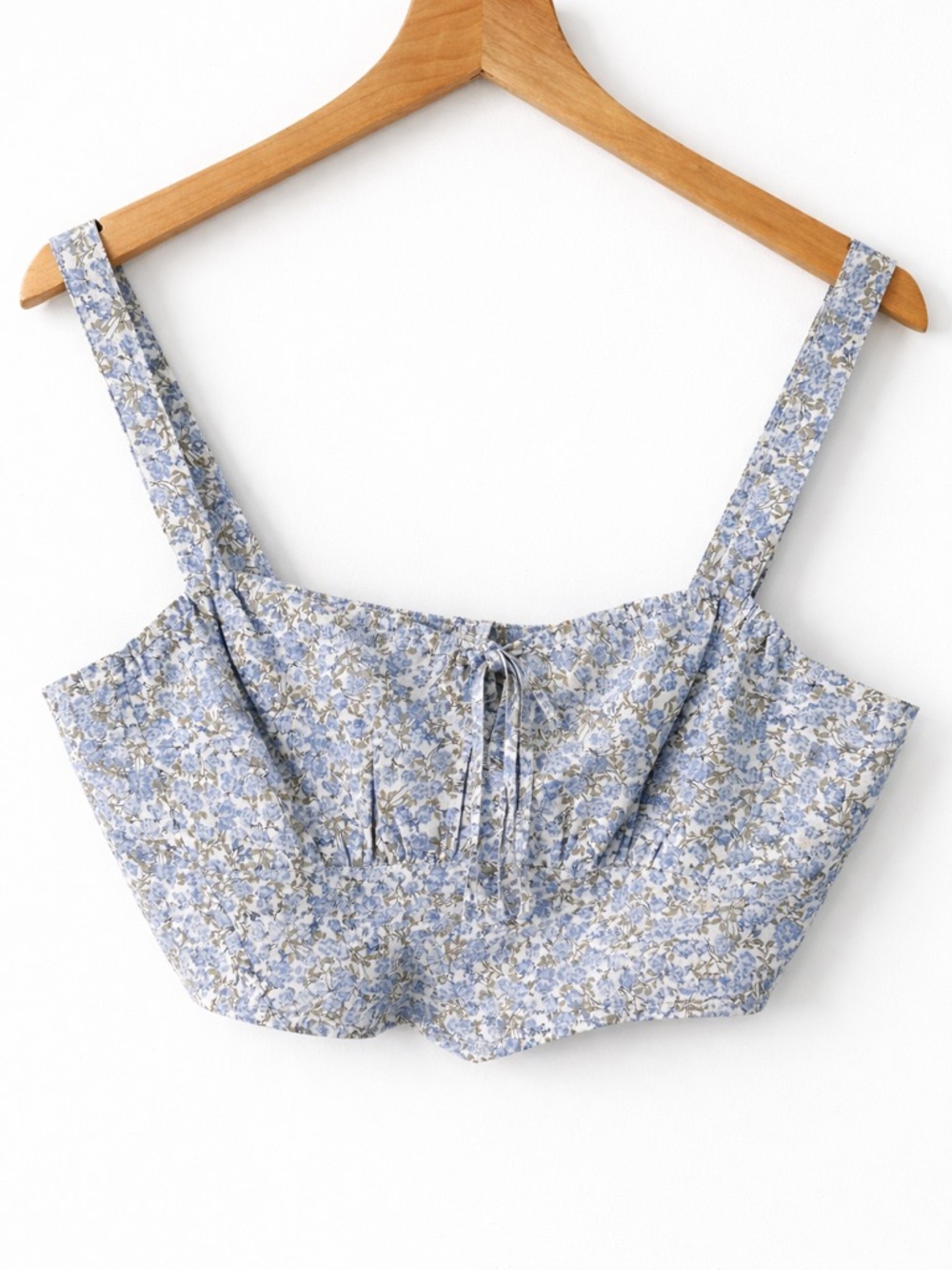 Garage Blue Floral Tie-Front Cropped Cami crop top tank size medium